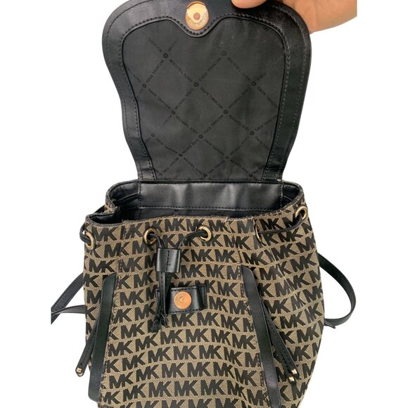 Michael Kors Evie Monogram Canvas & Leather Small Backpack Black/Brown Used - Picture 5 of 16